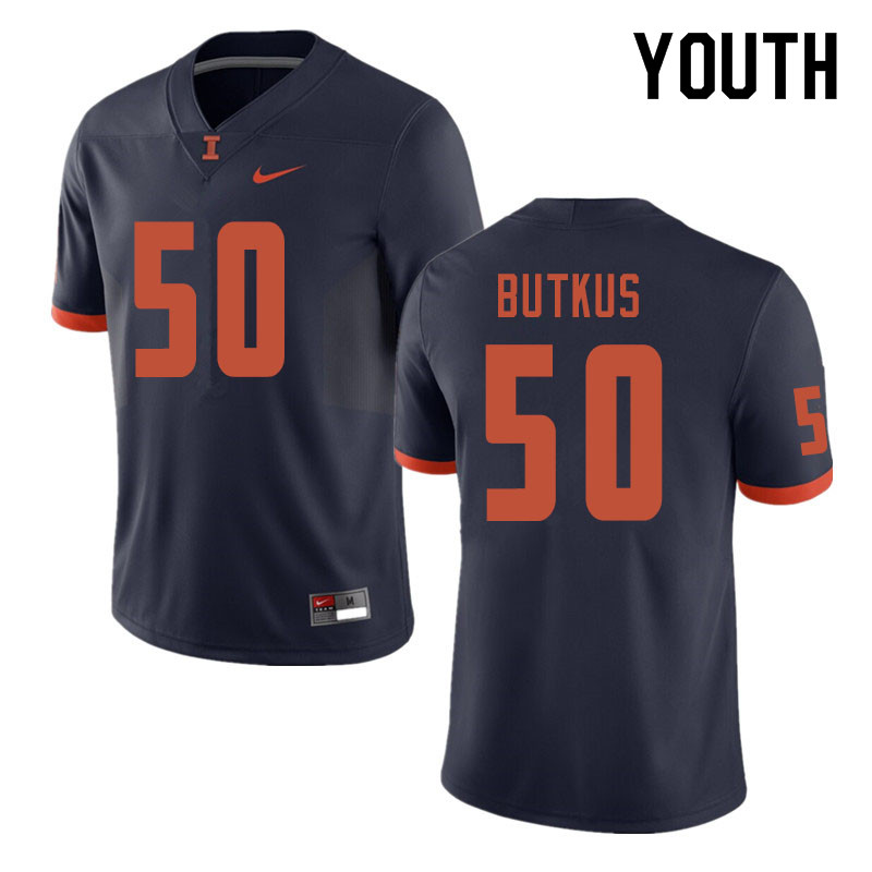 Youth #50 Dick Butkus Illinois Fighting Illini College Football Jerseys Sale-Navy